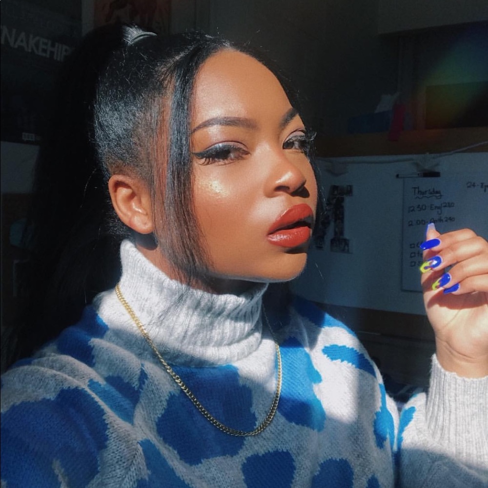 Blue leopard print sweater